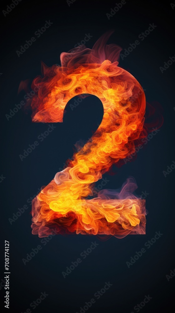 fire number 2 made of fire flames. number two symbol. isolated on black. hot red and orange symbol fire number 2 made of fire flames. number two symbol. isolated on black. hot red and orange symbol