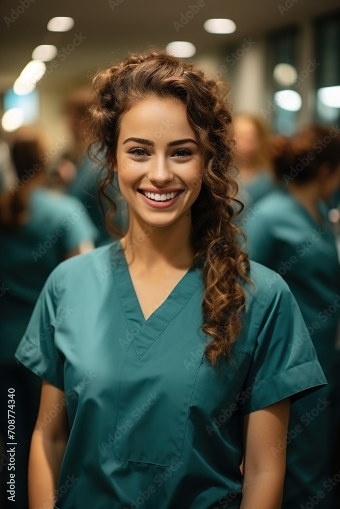 Confident female healthcare professional in scrubs