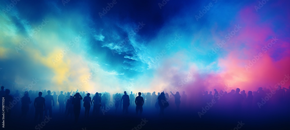 Vibrant concert visuals and lively entertainment aesthetics in electrifying bokeh background