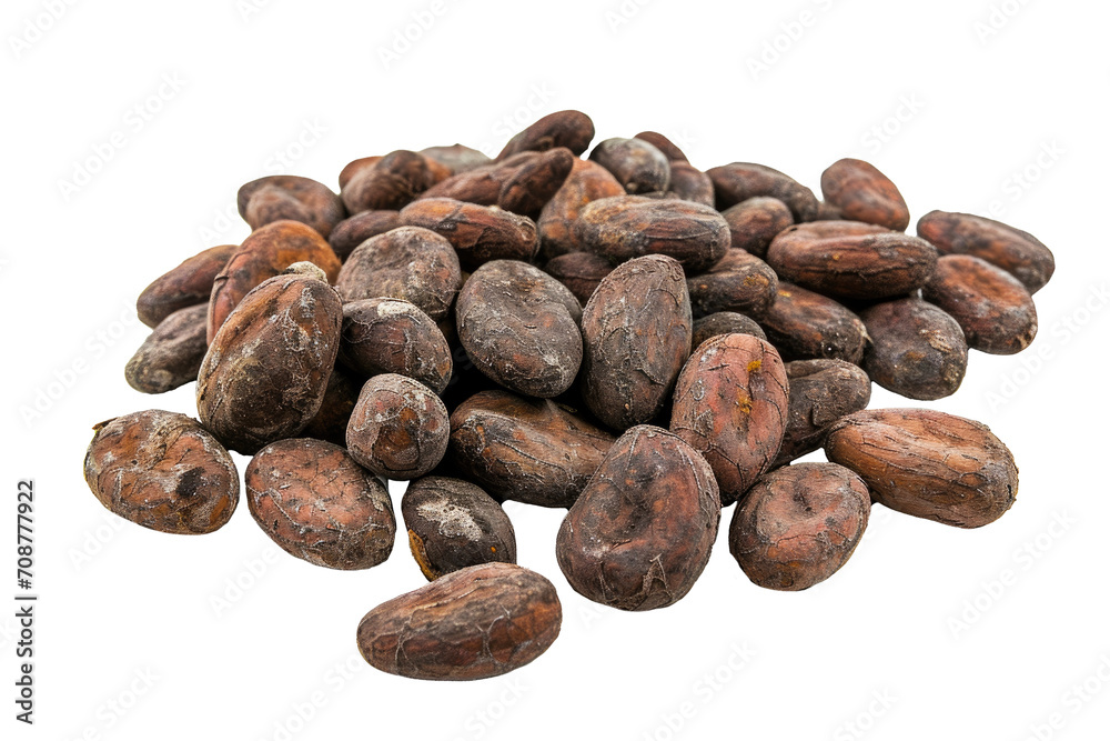 A stack of cocoa beans, cut out - stock png. A stack of cocoa beans, cut out - stock png.