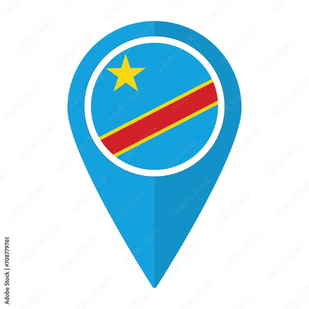 Democratic Republic of the Congo flag on map pinpoint icon isolated. Democratic Republic of the Congo flag on map pinpoint icon isolated.