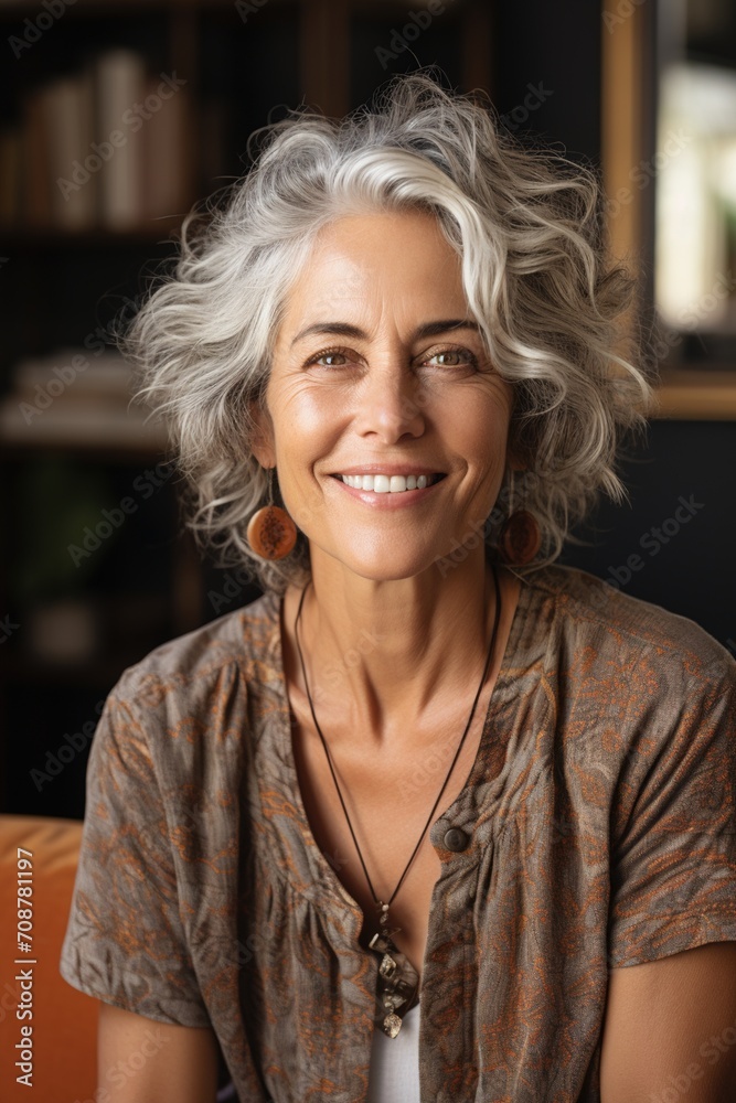 Portrait of a smiling mature woman with grey hair Portrait of a smiling mature woman with grey hair
