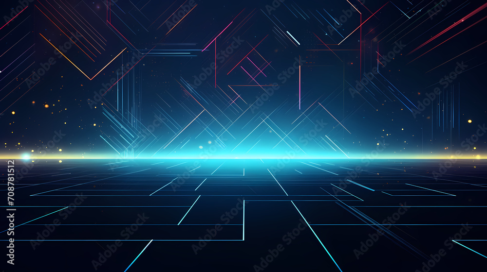 Abstract geometric background, technological lines background and light effects, 3D rendering Abstract geometric background, technological lines background and light effects, 3D rendering