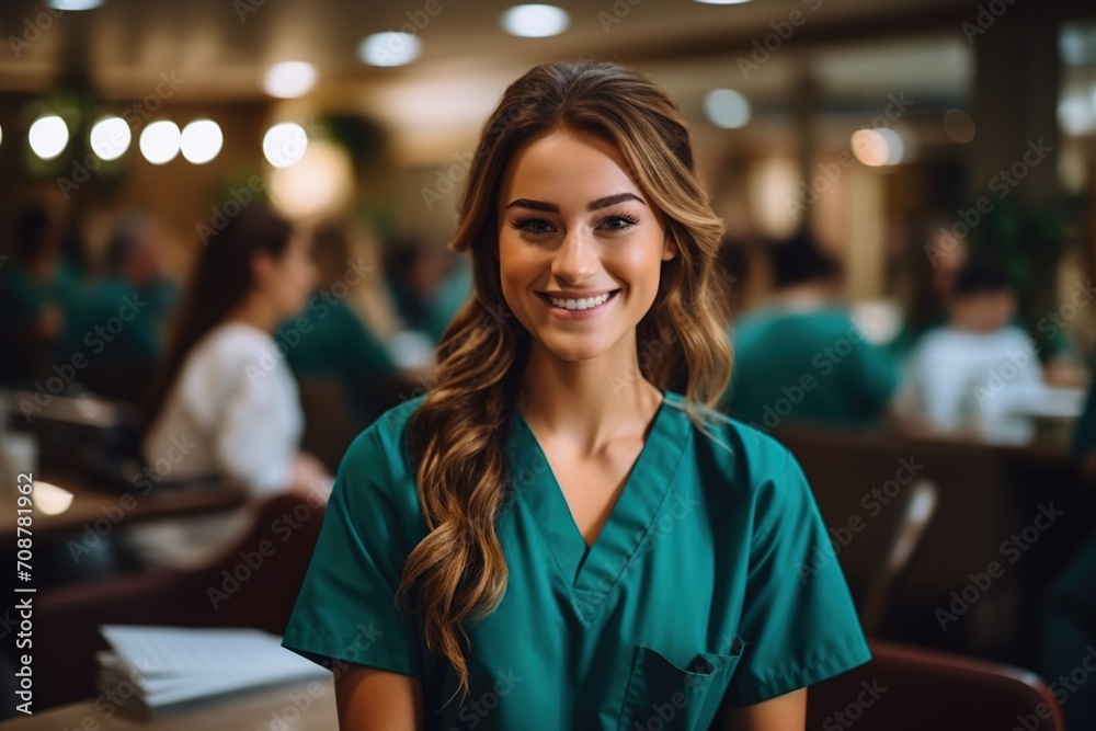 Confident young female healthcare professional in scrubs Confident young female healthcare professional in scrubs
