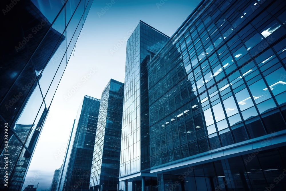 Impressive Cityscape with Reflective Glass Skyscrapers