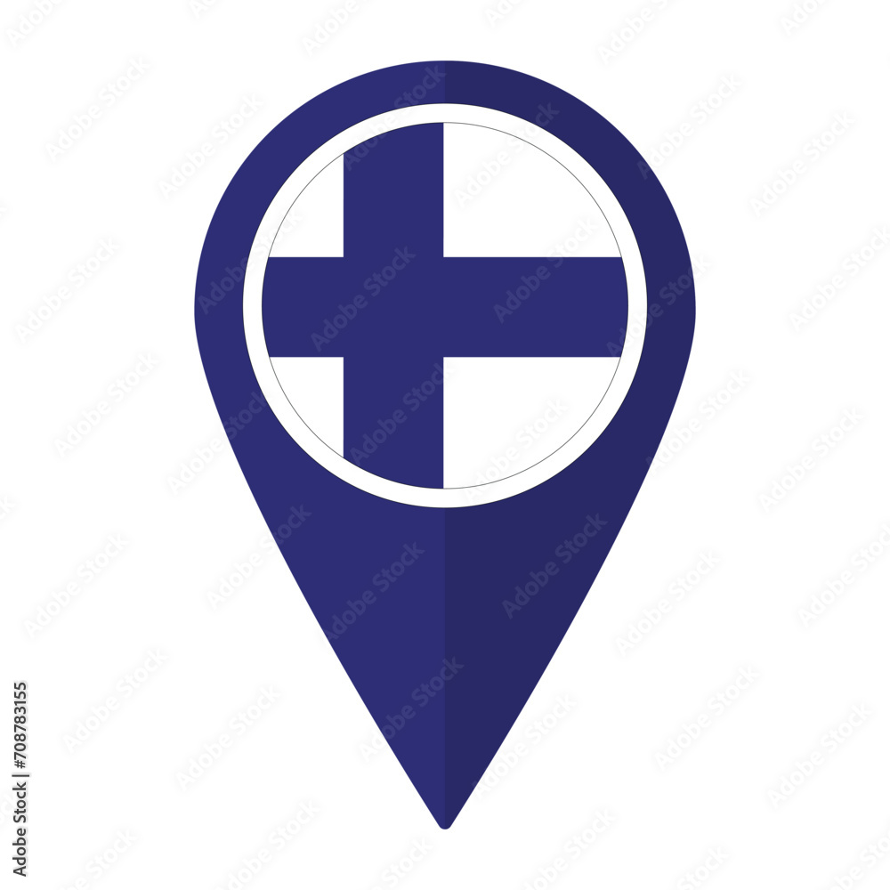 Finland flag on map pinpoint icon isolated. Flag of Finland Finland flag on map pinpoint icon isolated. Flag of Finland