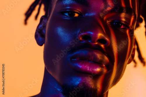 portrait of a black man. Futuristic aesthetic