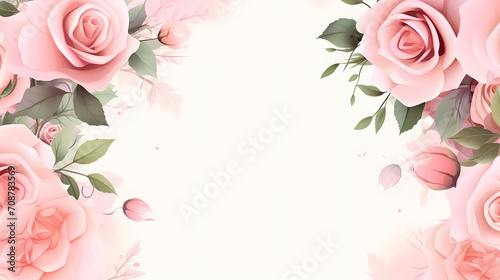 Empty floral frame with copy space for greeting card or invitation design