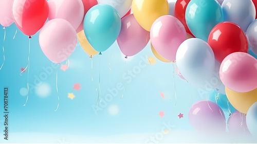 Children s birthday background with many balloons in pastel tones