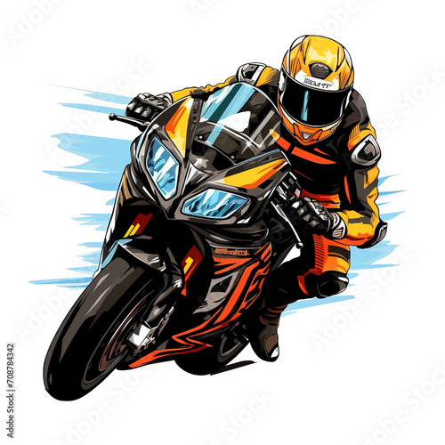 moto gp image desigen with PNG transparent background. vector style moto gp illustration design for stickers t-shirts and others  generative ai
