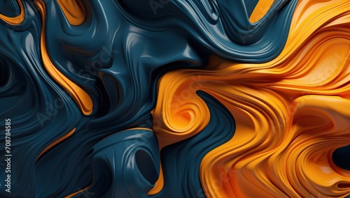Blue and Orange Abstract 3D Rendering