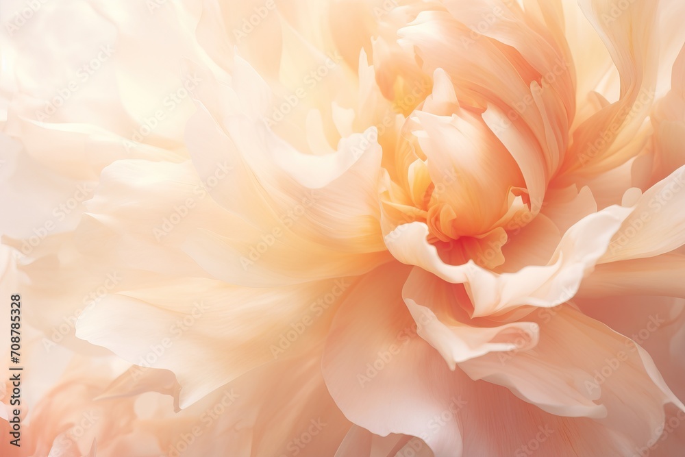 Closeup light orange beautiful peonies or rose flower. Peach fuzz. Wedding decoration background. Backdrop for greeting card, banner for valentine day and women day