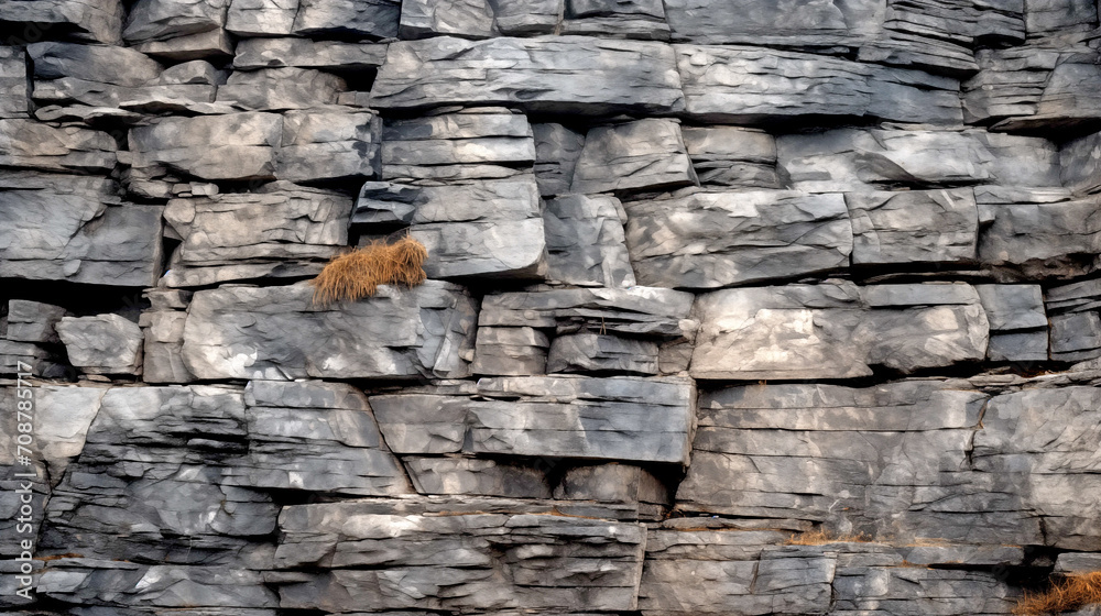 Fototapeta premium stone texture, layered geological layers, weathered surface of rocky stone plateau, cracks