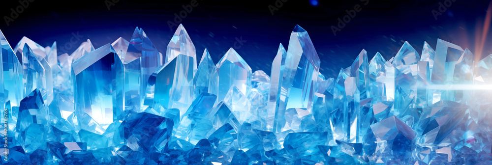 texture of frozen blue crystals - obrazy, fototapety, plakaty 