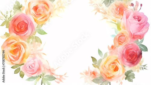 Pink rose flower composition background, decorative flower background pattern, floral border background © ma