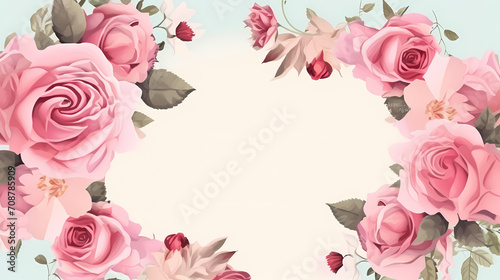 Pink rose flower composition background, decorative flower background pattern, floral border background