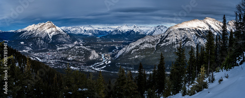 Panoramic View of Banff and Mountains