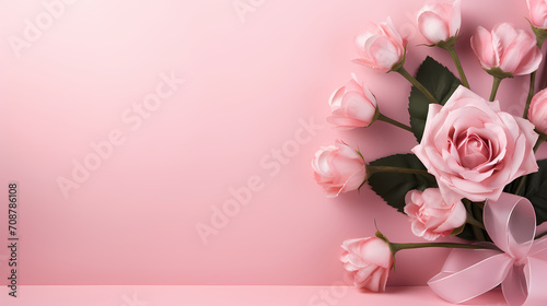 Wallpaper Mural Pink rose flower composition background, decorative flower background pattern, floral border background Torontodigital.ca