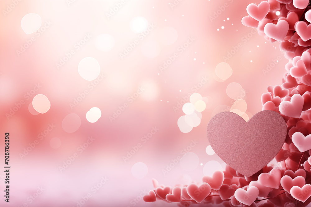 Valentine's Day Background with Pink Hearts and copy space