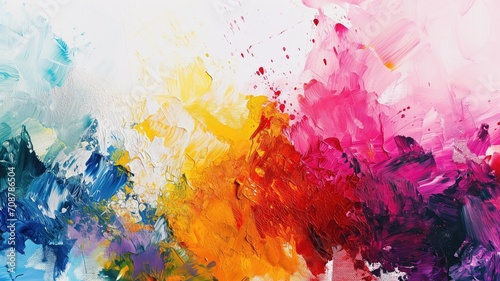 Abstract painting with a burst of colors and expressive textures photo