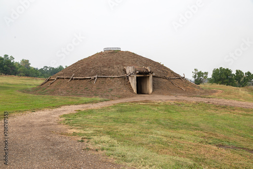 A Mandan Native American Indian Earth Lodge in Fort Lincoln State Park, North Dakota, USA
