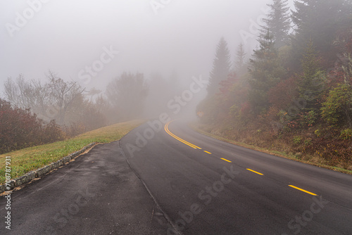 Road in the fog of mystery