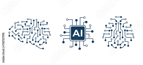 vector illustration tech pattern AI brain