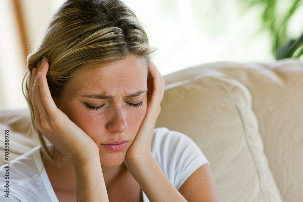 Worried Young Woman Holding Her Head Worried Young Woman Holding Her Head