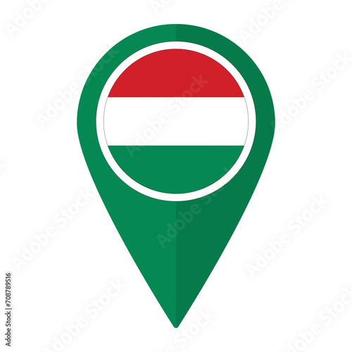 Photography Hungary flag on map pinpoint icon isolated. Flag of Hungary