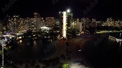 Nocturnal Glow: Waikiki Beach After Dusk photo