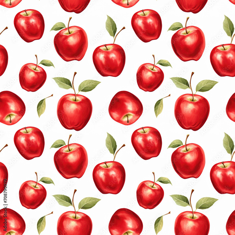 Red apples on white background seamless pattern Red apples on white background seamless pattern