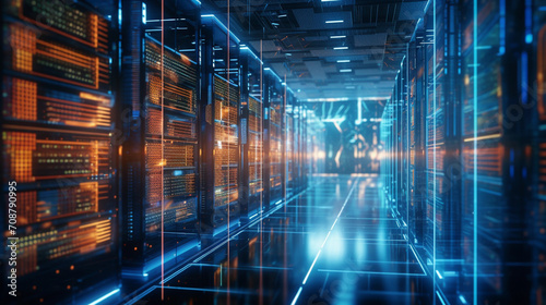high tech supercomputer  data room  sci-fi  quantum computing   large corporate server room