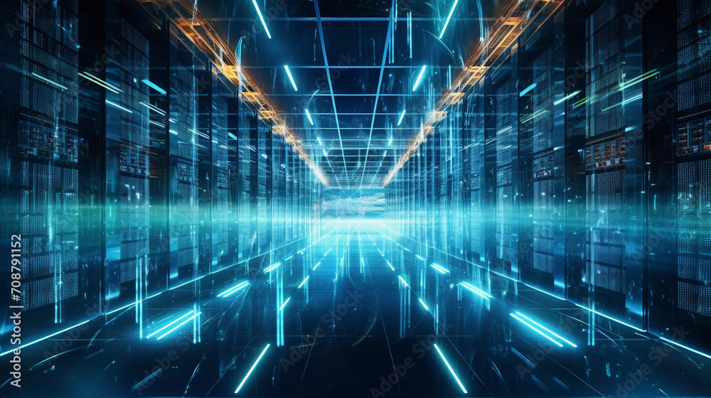 high tech supercomputer, data room, sci-fi, quantum computing , large corporate server room high tech supercomputer, data room, sci-fi, quantum computing , large corporate server room