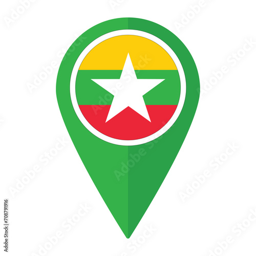 Free Download Myanmar flag on map pinpoint icon isolated. Flag of Myanmar - GFXLoad
