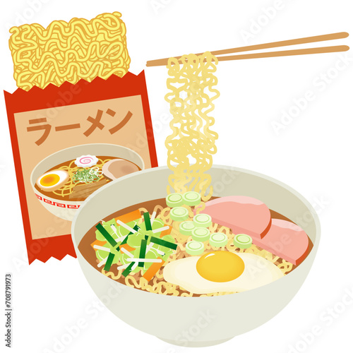 インスタントラーメン麺上げ