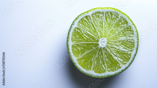 Cross-section of a lime with visible pulp on a white background