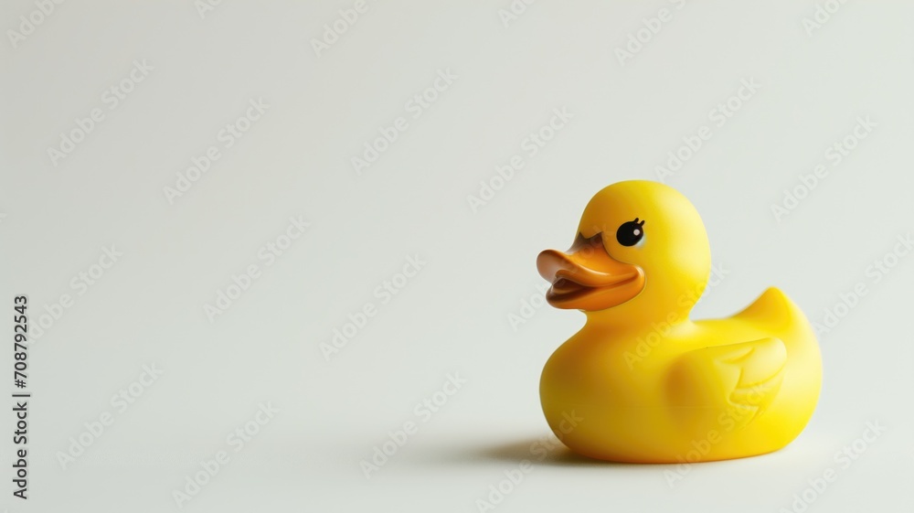 A yellow rubber duck on a clean white background A yellow rubber duck on a clean white background