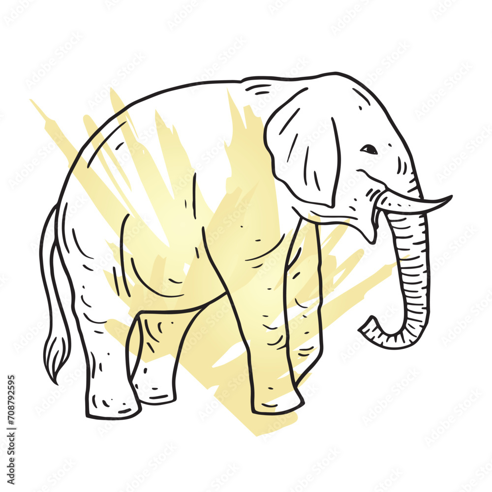 Obraz premium Elephant hand drawing illustration vector