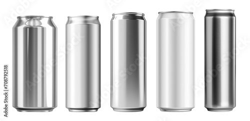 a set of aluminum cans isolated	