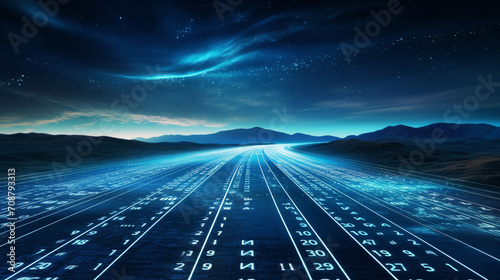modern data road, light speed travel, rays of light, fast travel of data, high tech