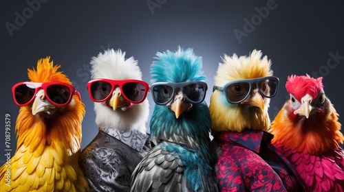 Colorful Birds Wearing Sunglasses © RajaSheheryar