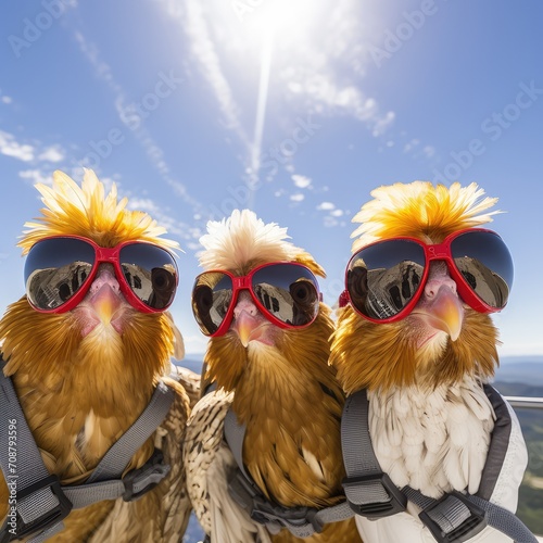 Group of Birds With Sunglasses © RajaSheheryar