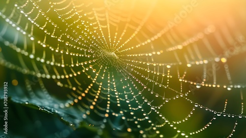 Sunlight Caress: Close-Up of a Spider Web Bathed in Light © Armen Y