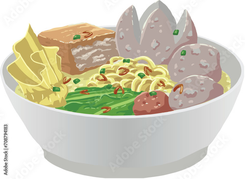 vector illustration of bakso Indonesian food called bakso
