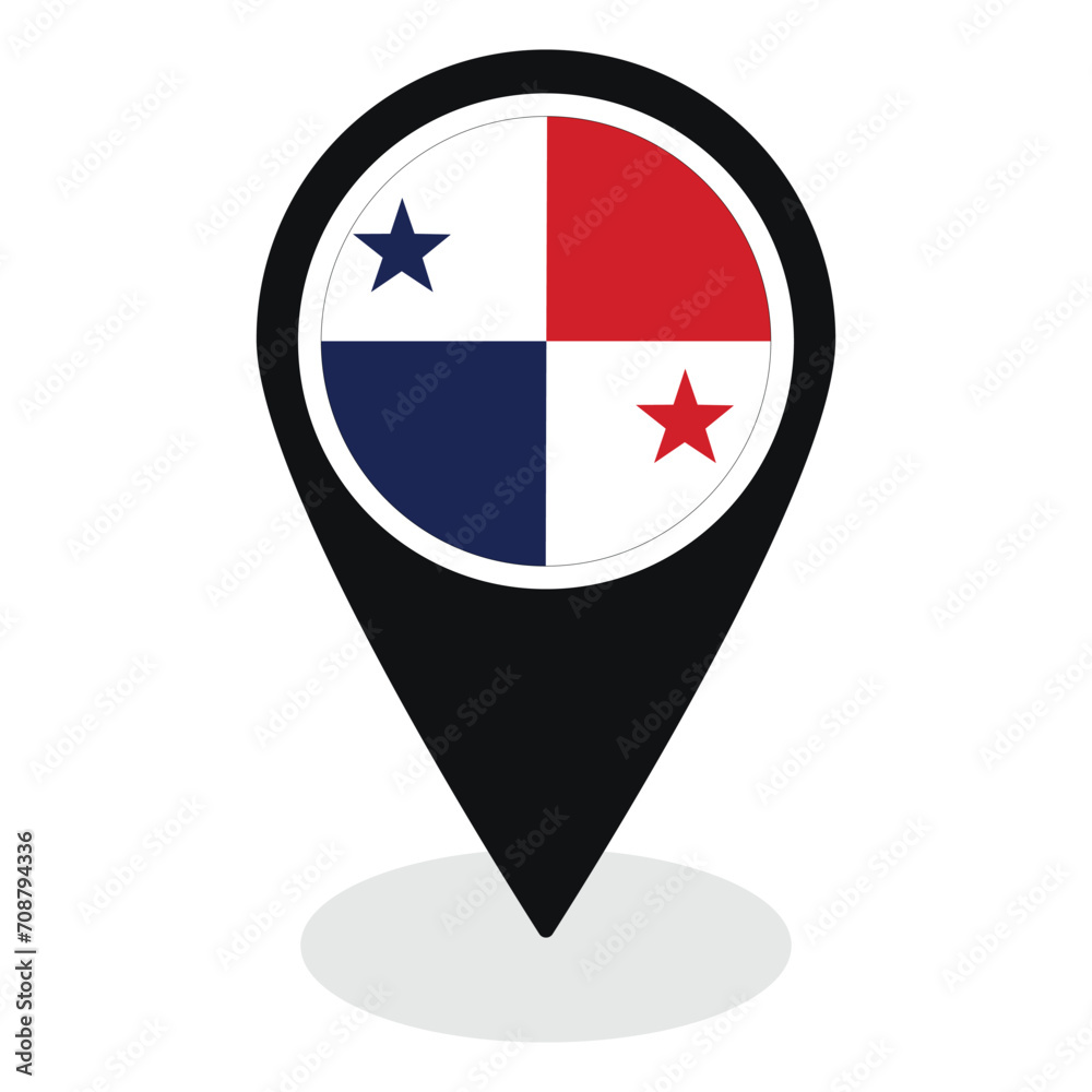 Panama flag on map pinpoint icon isolated. Flag of Panama Panama flag on map pinpoint icon isolated. Flag of Panama