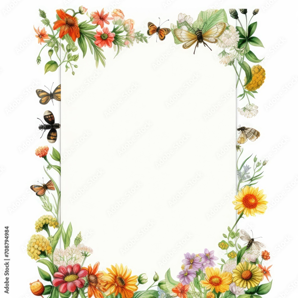 Picture Frame With Flowers and Butterflies