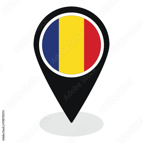 Free Download Romania flag on map pinpoint icon isolated. Flag of Romania - GFXLoad