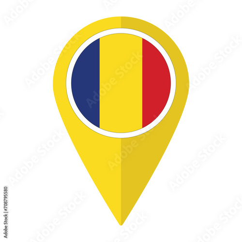 Free Download Romania flag on map pinpoint icon isolated. Flag of Romania - GFXLoad