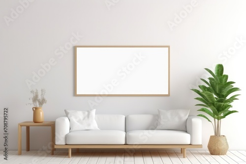White Couch and Plant in Living Room
