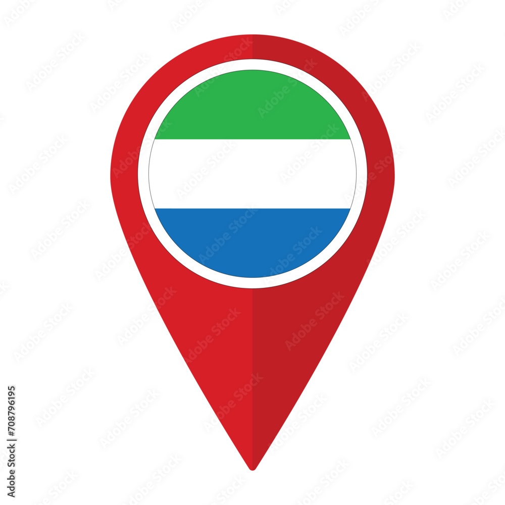 Sierra leone flag on map pinpoint icon isolated. Flag of Sierra leone Sierra leone flag on map pinpoint icon isolated. Flag of Sierra leone